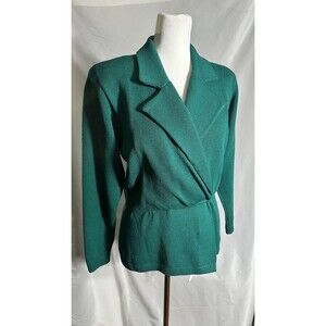 St John Knit Custom Green Wrap Cardigan